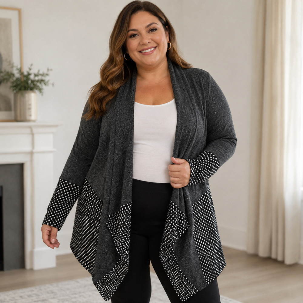 Avenue Open Front Draped Cardigan Sweater - Plus Size 26/28 - Picture 2 of 9